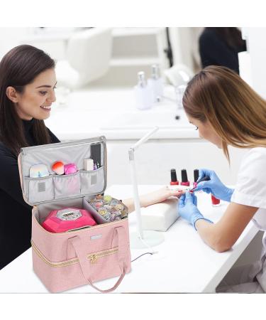 Nail Polish Organizer Double-Layer Storage Case for 40 Bottles (15ml/0.5 fl.oz) + Portable Nail Lamp Holder - Nail Tech Essential Carry Bag - Buy Online on GoSupps.com