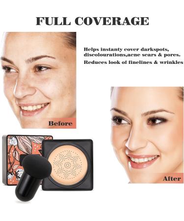 Boobeen - Foundation Mushroom Head Air Cushion - Base Makeup CC Cream Moisturizing Natural Concealer Lasting Nude Makeup - Brightening Pigment BB Cream Foundation Even Skin Tone 50 g (Pack of 1) Natural skin tone - Buy Online on GoSupps.com