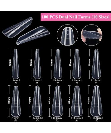 MELLIEX 100-Piece Dual Nail Forms Set - Complete Polygel Nail Shapes with Dual-Ended Brush Clips & Nail Files for Perfect UV Acrylic Nails - Buy Online on GoSupps.com