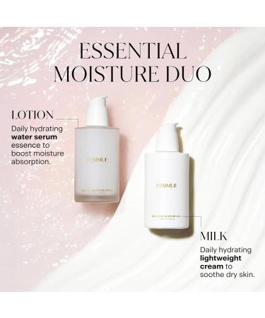 FEMMUE Essential Moisture Milk Face Moisturizer (3.72 oz) | Lightweight Daily Hydrating Cream to Soothe Dry Skin | Korean Skin Care - Buy Online on GoSupps.com