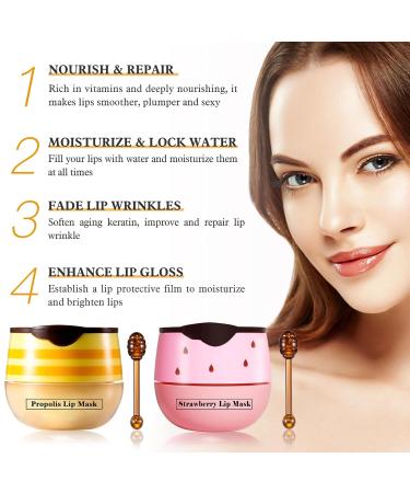 4 PCS Honey Lip Balm Pot Strawberry & Honey Lip Mask Reduces Lines Hydrate & Moisturizing Skin Care Prevention Dry Cracked Lips Repair Treatment Honey and Strawberry (4PCS) - Buy Online on GoSupps.com