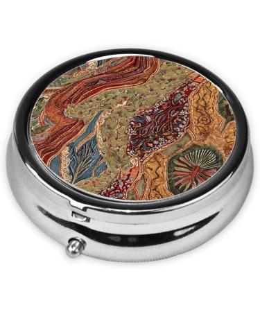 Shop African Textile Patchwork Mini Round Pill Box | 3 Compartment Portable Pill Organizer for Travel Home & Office - Buy Online on GoSupps.com