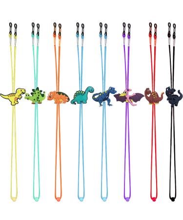 ZXSWEET 8 PCS Kids Glasses Strap Adjustable Dinosaur Anti-slip Eyeglass Straps for Boys Girls Multicolor