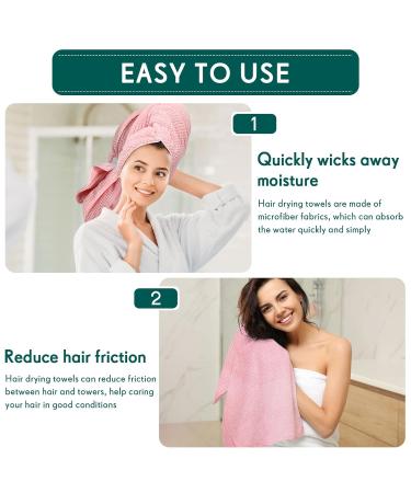 3 Pack Microfiber Hair Towel Set - Absorbent Hair Turban for Quick Drying - Ideal for Women & Men with Long, Curly Hair - Pink, Green, White - Buy Online on GoSupps.com
