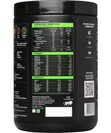 Planti go Clean Plant Protein Powder | No Preservatives No Banned Substances | Super Protein Blend - Pea Brown Rice Pumpkin |21 Super Foods| Vegan Protein For Men Women (Brazilian Chocolate - 500g) - Buy Online on GoSupps.com