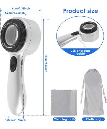 Handheld Jewelers Loupe with Scale 30X USB Rechargeable Coin Magnifier Handheld Magnifying Glass with LED Lights Clear Jewelers Coin Magnifier for Jewelry Passport Stamp Watch Rock - Buy Online on GoSupps.com