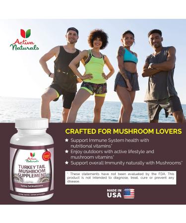 Activa Naturals Turkey Tail Mushroom Supplement - 120 Veg. Capsules - Buy Online on GoSupps.com