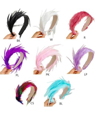 amangul Party Feather Fascinator Headband for Party Wedding Colorful Feather Fascinator Hair Hoop Cosplay Party Headdress(White) - Buy Online on GoSupps.com