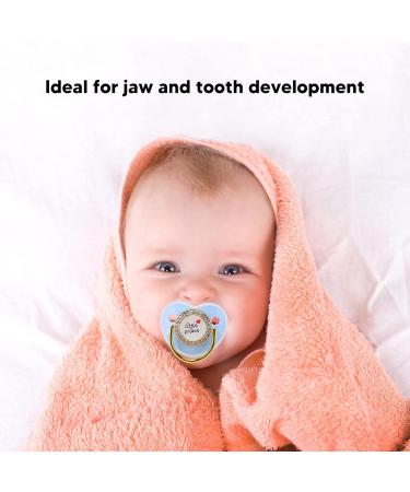 Royal Blue Rhinestone Baby Pacifier - Night Lock BPA-Free Silicone Soft Feel Dust Protection | Perfect Newborn Gift - Buy Online on GoSupps.com