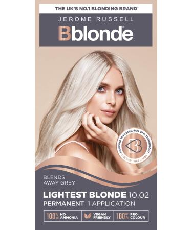 Jerome Russell Bblonde Lightest Blonde Permanent Hair Colour Full Grey Coverage Hair Dye Kit for Pre-Lightened & Blonde Hair Ammonia Free Hair Dye with Brazil Nut oil