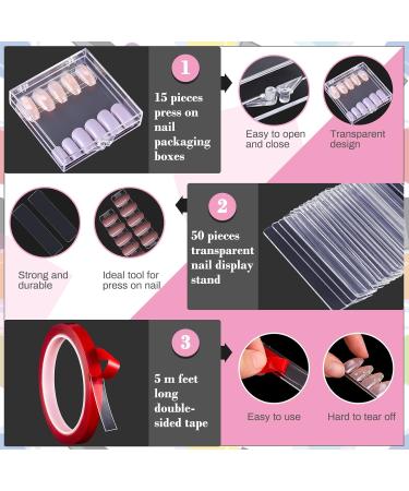 66 Pcs Artificial Nail Storage Box & Display Stand - False Nail Packaging Boxes, Press on Nail Stand for Acrylic Nails - Salon Quality with Double Sided Tape - Buy Online on GoSupps.com
