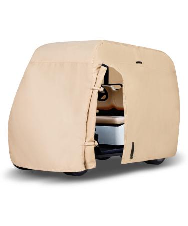 GoHimal Golf Cart Cover - 4 Passenger 600D Waterproof Sunproof Club Car Golf Cart Accessories Roof 80" L,for EZ GO,Club Car and Yamaha,Dustproof and Durable Premium fabrics - Beige