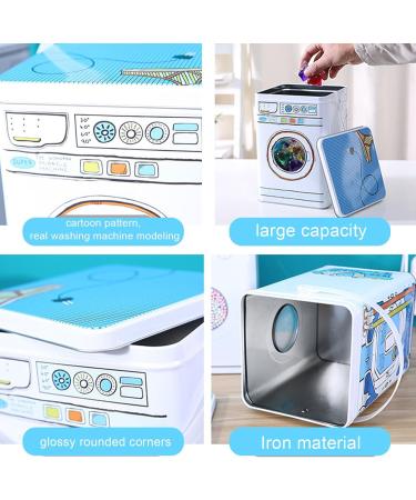 Pwshymi Large Capacity Washing Machine Shape Laundry Detergent Container Iron Material with Perspective Window for Storage - Buy Online on GoSupps.com