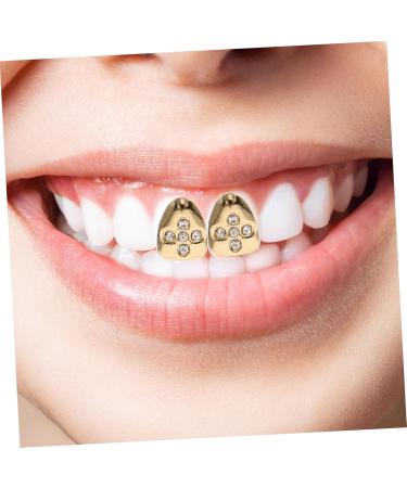 ifundom 2pcs Grills Gold Decor Grill for Teeth Shiny Mouth Grill Decorate Men and Women Gem The Cross - Buy Online on GoSupps.com