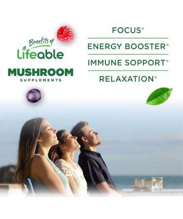 Lifeable Mushroom Gummies for Adults | 10 Mushroom Complex Blend with Ashwagandha KSM-66 | Vegan Kosher Non-GMO Mushroom Supplement Extract | Great Tasting Focus & Energy Support | 60 Gummies - Buy Online on GoSupps.com