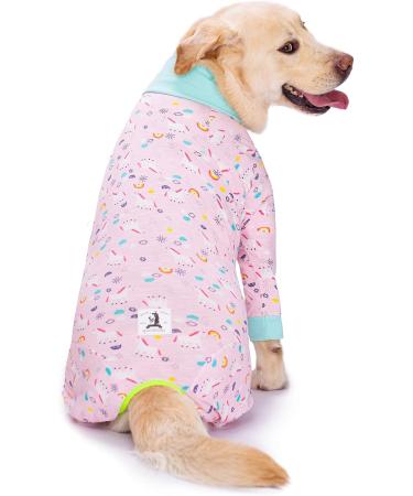 Rehabilitation Suit for Medium & Large Dogs | Breathable Full Body Pajamas - Post-Op Skin Protection & Comfort in Pink - Buy Online on GoSupps.com