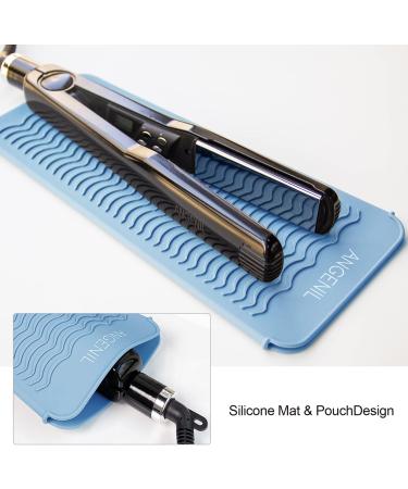 ANGENIL Heat Resistant Silicone Mat Pouch for Hair Styling Tools - Blue | Titanium Ceramic Flat Iron/Curler/Curling Wand Pouch | Beach Waves Styler | Women's Gift - Buy Online on GoSupps.com