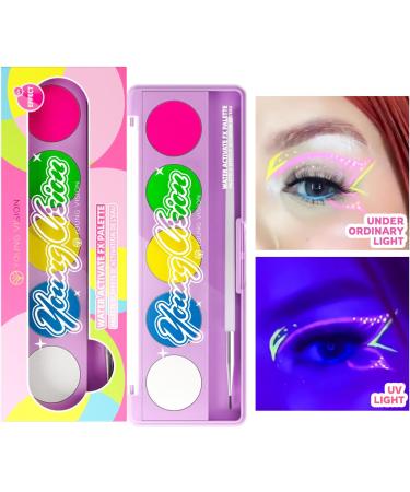 LXZJJM Water Activated Eye Liner Palette Hydra Graphic Eyeliner Makeup Neon Face Paint Colored Retro Hydra Liner Fluorescent UV Face Painting Plate - With Brushes (01 - Fluorescent) - Buy Online on GoSupps.com