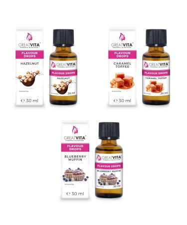 GreatVita Flavour Drops Set of 3 (Blueberry Hazelnut & Caramel)