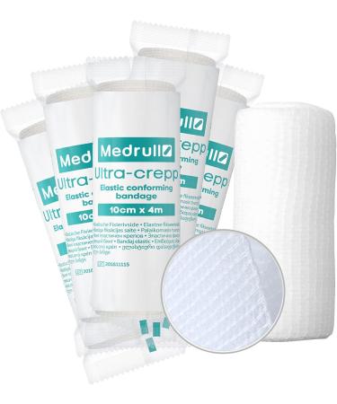 Medrull 10cm x 4m Gauze Bandage Set - Ultra Crepp Fixation Bandages (10 Pieces) - Premium Dressing Material for Quick Healing - Buy Online on GoSupps.com