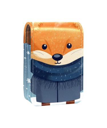 Travel Lipstick Organizer Case Lipstick Case Portable Makeup Bag With Mirror Animal Red Winter Fox N920v9ujlt