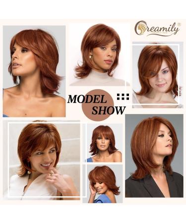 Creamily Short Wig for Women - Pixie Cut Shaggy Layered Rocker Wig with Bangs in Auburn Strawberry Blonde - Buy Online on GoSupps.com