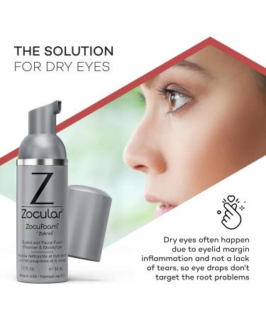 Zocular ZocuFoam Eyelid Cleanser 50ml - Foaming Eyelid Scrub for Blepharitis Demodex and Inflammation - Stye Treatment for Eyes - Natural pH Balanced Treatment - Buy Online on GoSupps.com