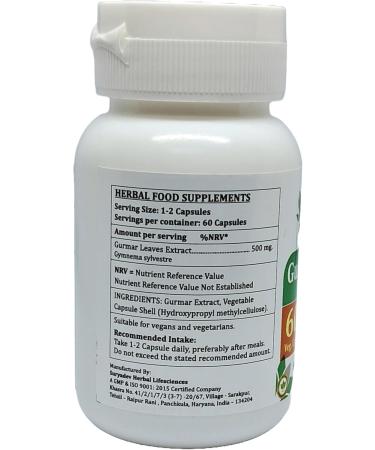 Gurmar Forte Capsules 500 mg. 60 Capsules | Gymnema Sylvestre (Gudmar) Extract Capsules (Pack of 4) 240 Count (Pack of 1) - Buy Online on GoSupps.com