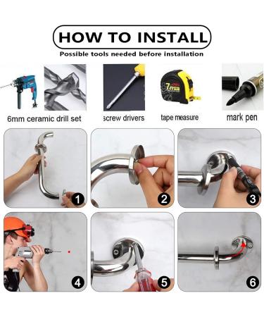 Harrianna 2 Pack Shower Grab Bar Chrome Stainless Steel Bathroom Grab Bar Shower Handle Bath Handle Grab Bars Senior for Bathroom - Handicap Elderly Injury Senior Assist Bath Handle(12 Inch) 12inch - Buy Online on GoSupps.com