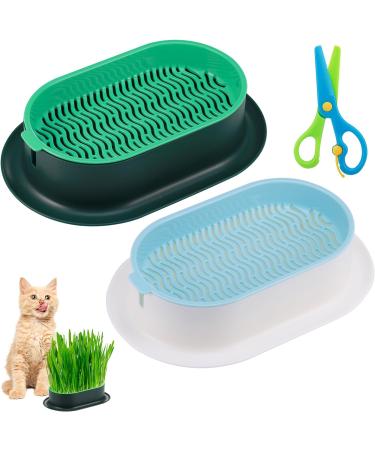 Hejo 2 PCS Cat Grass Seed Tray Plant Bowls for Cat Grass Catnip Cat Grass Box with 1 Plastic Scissors Plastic Soil Free Cat Plant Planting Box for Planting Cat Grass - Buy Online on GoSupps.com