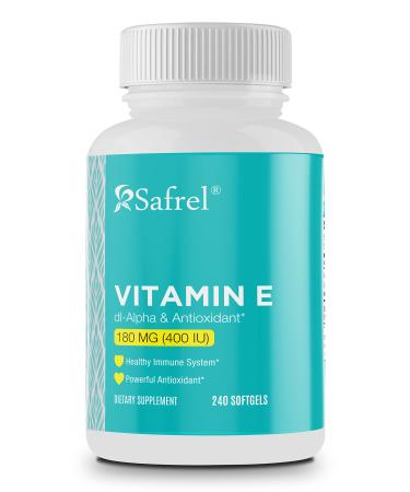 Vitamin E 180 mg (400 IU) dl-Alpha Dietary Supplement for Antioxidant Support 240 Softgels 240 Day Supply