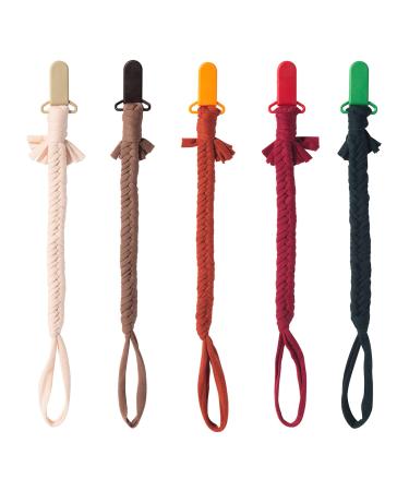 Symbolife Pacifier Clip for Boys Girls Pacifier Holder Leash Boho Plastic Clips Handmade Braided Cotton Unisex Baby Shower Birthday Gift Christmas Gift Mixed Color 2