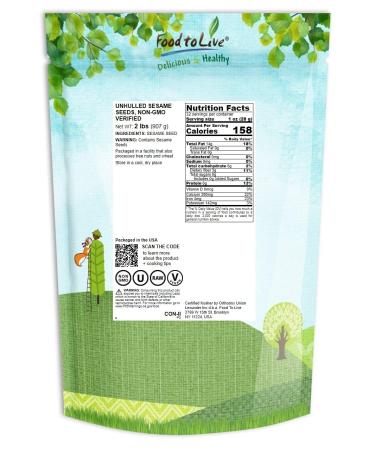 Unhulled Sesame Seeds  2 Pounds  Non-GMO Verified  Whole Natural Raw White Sesame Seeds  Kosher  Vegan  and Keto  Bulk Sesame. High in Calcium  Iron  and Fiber. Perfect for Stir-fries  Noodles - Buy Online on GoSupps.com