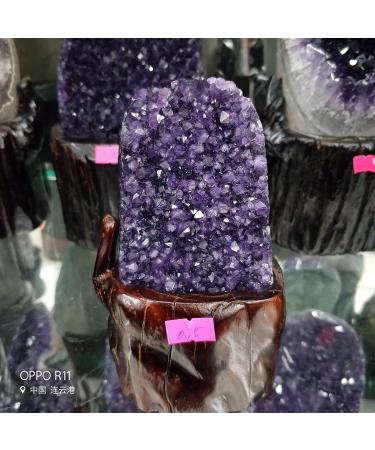 Natural Crystal Rough 1000g Natural Crystals Cluste Amethyst Cluster Geode from Uruguary Amethyst +Wood Base - Buy Online on GoSupps.com