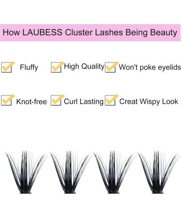LAUBESS Individual Eyelash Clusters 300 Pcs | False Lashes Extension Kit | 50D-0.07C Mix 8-15mm - Buy Online on GoSupps.com
