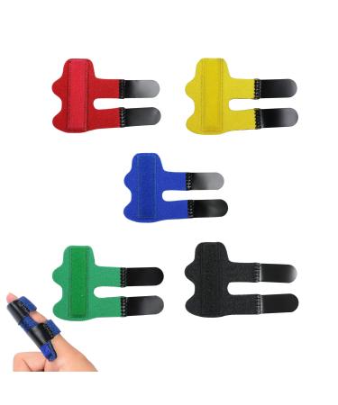 YUEMING 5 Pcs Trigger Finger Splint Finger Support Finger Stabilizer Straighten Broken or Bent Fingers Thumbs Mallet Finger Splint for Finger Pain Relief Fractures Sport Injuries Black Blue Green