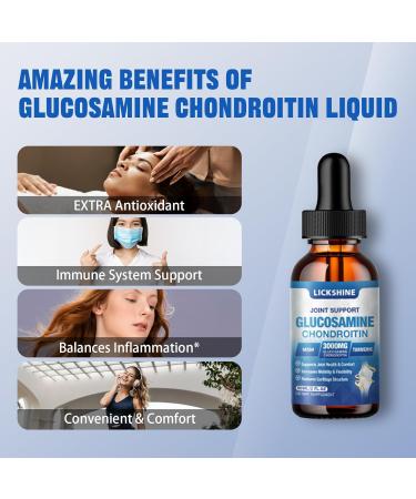 lickshine 1 Pack Glucosamine Chondroitin MSM Liquid Drops - Extra Strength Joint Support Supplement for Adults with Quercetin Boswelia Bromelain Hyaluronic Acid Antioxidant Immune Support (2 Fl oz) - Buy Online on GoSupps.com