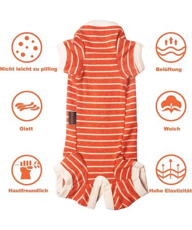 Soft Cotton Striped Dog Pajamas for Male & Female - XS Orange-White Jumpsuit - Buy Online on GoSupps.com