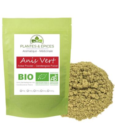 Plants & Spices - Organic Ground Green Anise Powder, no additives 100% Natural - Resealable Biodegradable Freshness Bag (250g)