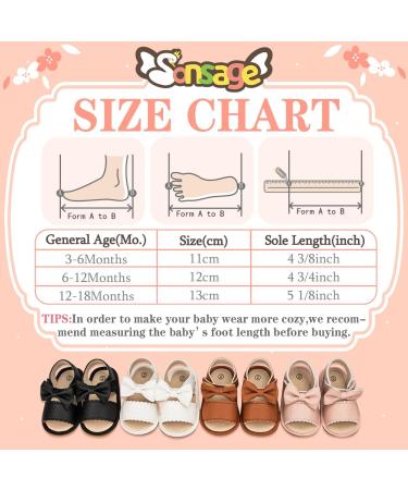 Sonsage Infant Baby Girls Boys Summer Sandals | Bowknot Crib Sandal | Pu Leather Soft Rubber Sole | First Walker Shoes 6-12 Months - Buy Online on GoSupps.com