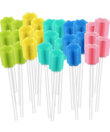 250 Count Unflavored Disposable Oral Swabs, Tooth Shape for Oral Cavity Cleaning Sponge Swab Individually Wrapped - 5 colors 5color-250pcs