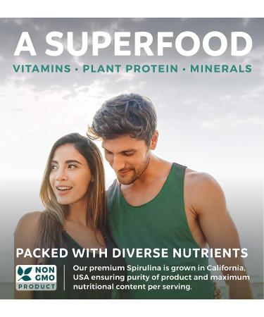 California Spirulina Capsules 500mg - 120 Vegetarian Capsules with Non-GMO Blue Green Algae Superfood - Gluten Free & Non-irradiated - Buy Online on GoSupps.com