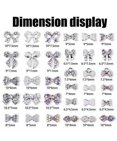 WOKOTO 33 Pcs 3D Silver Bowknots Nail Charms - Nail Art Jewels & Rhinestones for Stunning Acrylic Designs | International Shipping - Buy Online on GoSupps.com