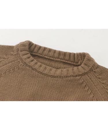 KISLOVE Ribbed Knit Jumper for Toddlers - Coffee, Size 120 | Winter Sweater for Boys and Girls | Chunky Pullover Knitwear Top - Buy Online on GoSupps.com