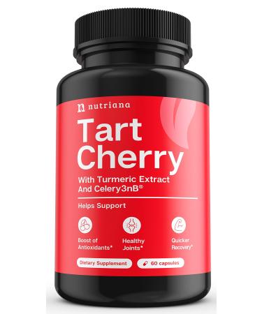 Tart Cherry Extract Capsules with Celery Seed and Turmeric 2500mg - Tart Cherry Capsules for Uric Acid Cleanse Support Joint Comfort and Muscle Recovery - Benefits of Tart Cherry Concentrate - 60 Ct