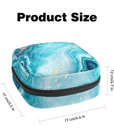 Shop Women's Napkin Storage Bag - Abstract Ocean Vertebrae Marble Design | Blue & Gold | Portable Menstrual Cup & Tape Storage for First Period - Buy Online on GoSupps.com