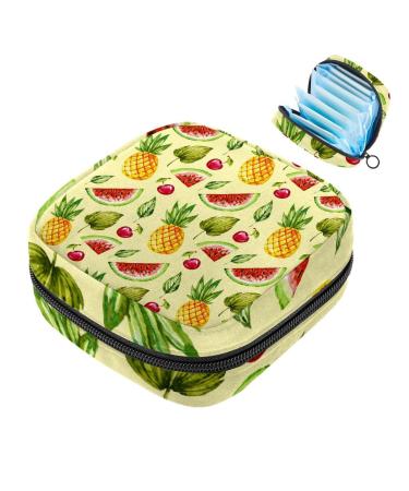 Menstruation pad bag with zipper women's napkin bag tampons collective bag for women and girls (summer fruit watermelon pineapple) Color 8