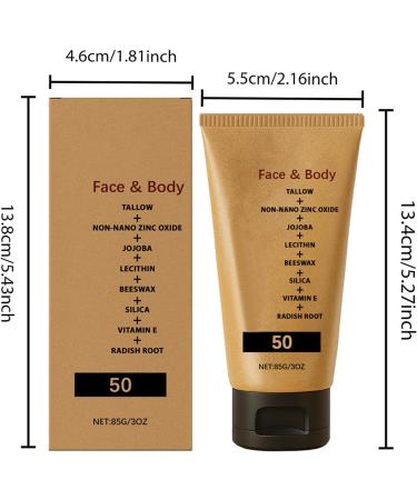 Tallow Sunscreen SPF 50 Organic Sun Lotion SPF 50 Intensive Protection - Non-Greasy Broad Spectrum Cream Face & Body Protection and Moisturizing - Buy Online on GoSupps.com