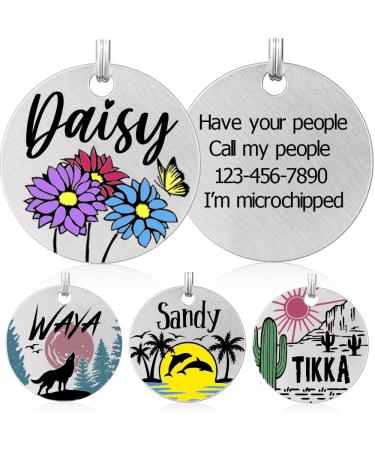 Colored dog brands with engraving personalized dog brand made of stainless steel engraved dog pendants with name animal brand for dogs and cats dog name signs for collar (daisy)