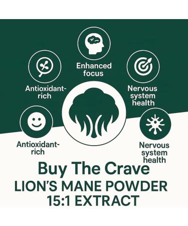BUY THE CRAVE Freeze-Dried Lions Mane Mushroom 15:1 Extract Capsules 500 mg 240 Count (240 Servings) Immune Support Antioxidant-Rich Non-GMO Gluten-Free Dietary Supplement - Buy Online on GoSupps.com